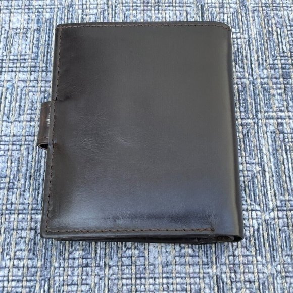 Leather Card Holder Wallet Dark Brown Genuine Leather Men Billfold Box n Bag - Picture 5 of 12